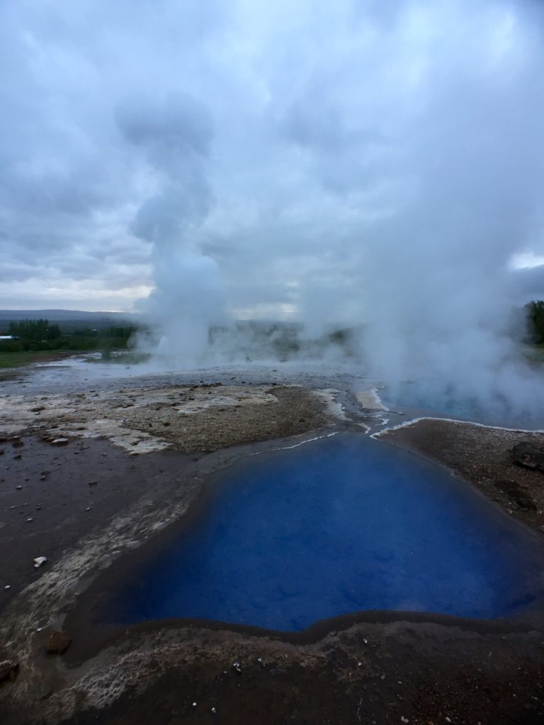 Bubbling water and steam vents, Geysir, Iceland