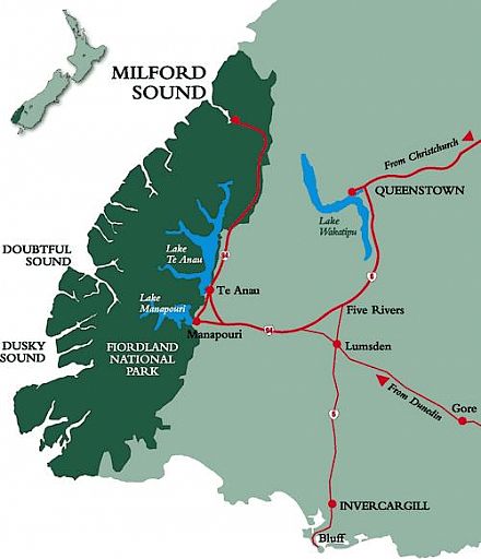 Fiordland National Park map