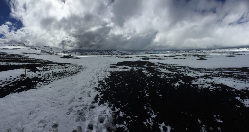Snow and lava field, Askja, Highlands, Iceland