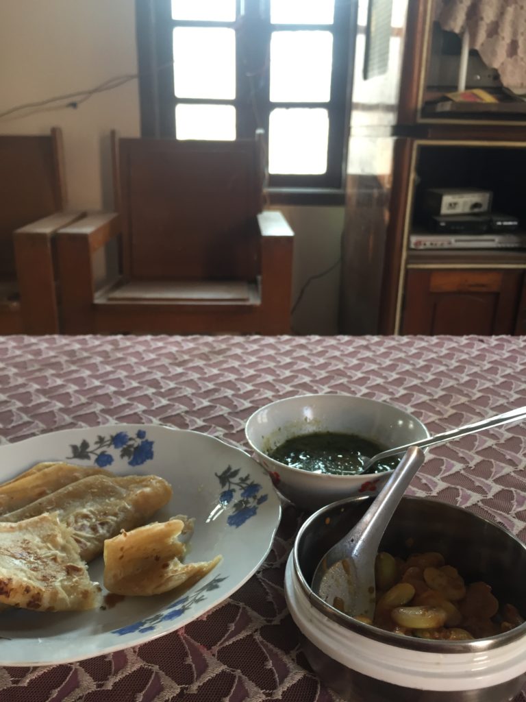 Nepali dinner spread in a local home