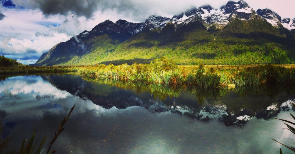 Reflection photo of a mountain range at Mirror Lake