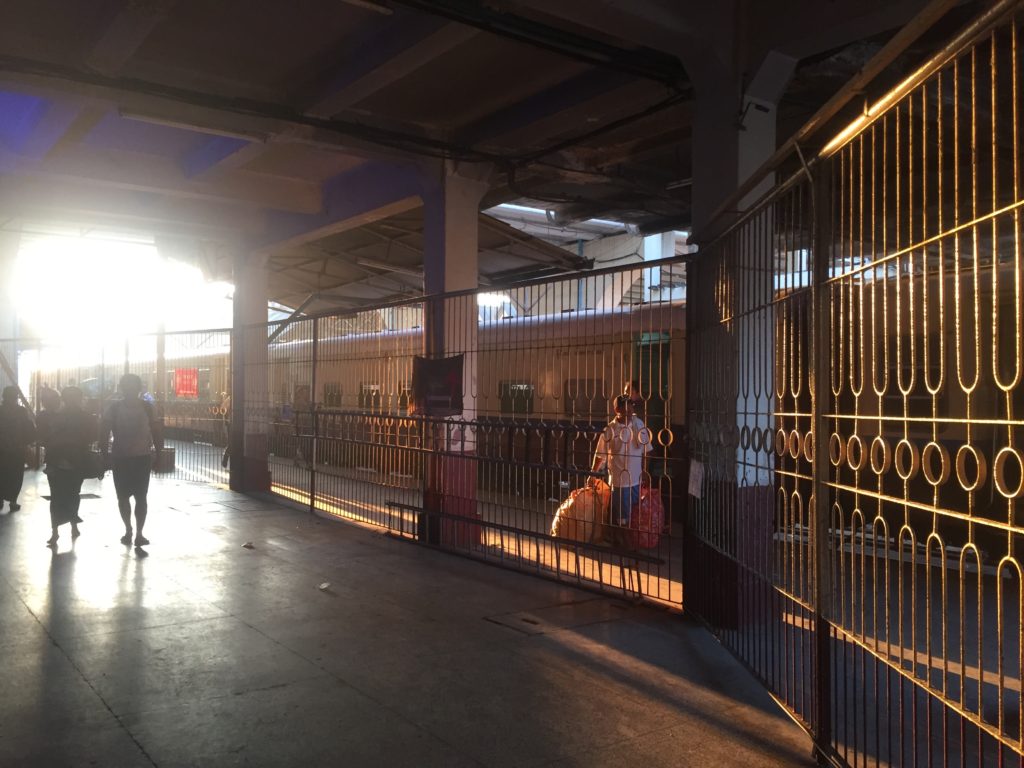 Early morning on the platform at Yangon Central Railway Station