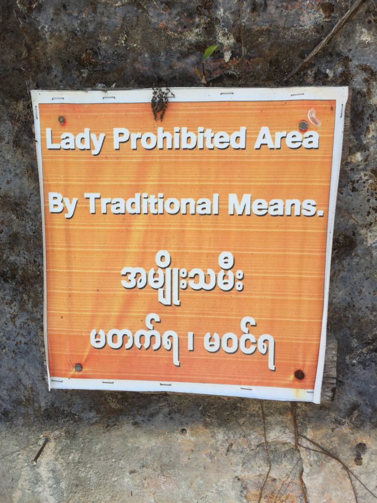 Sign that says lady prohibited by traditional means