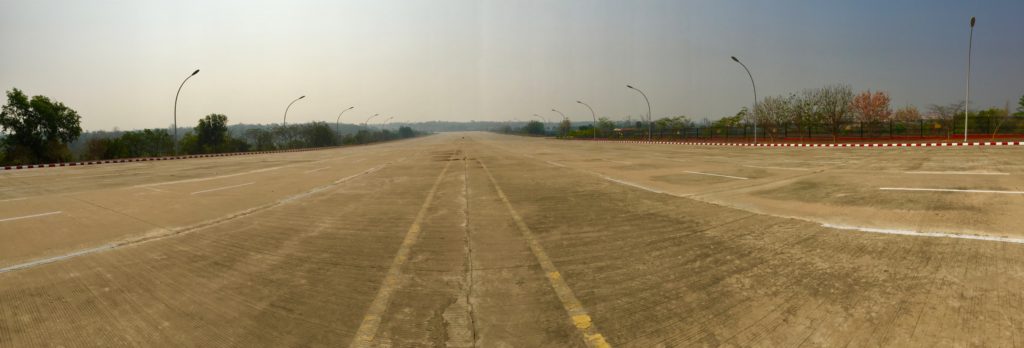 Panorama of Naypyidaw's 20-lane concrete highway